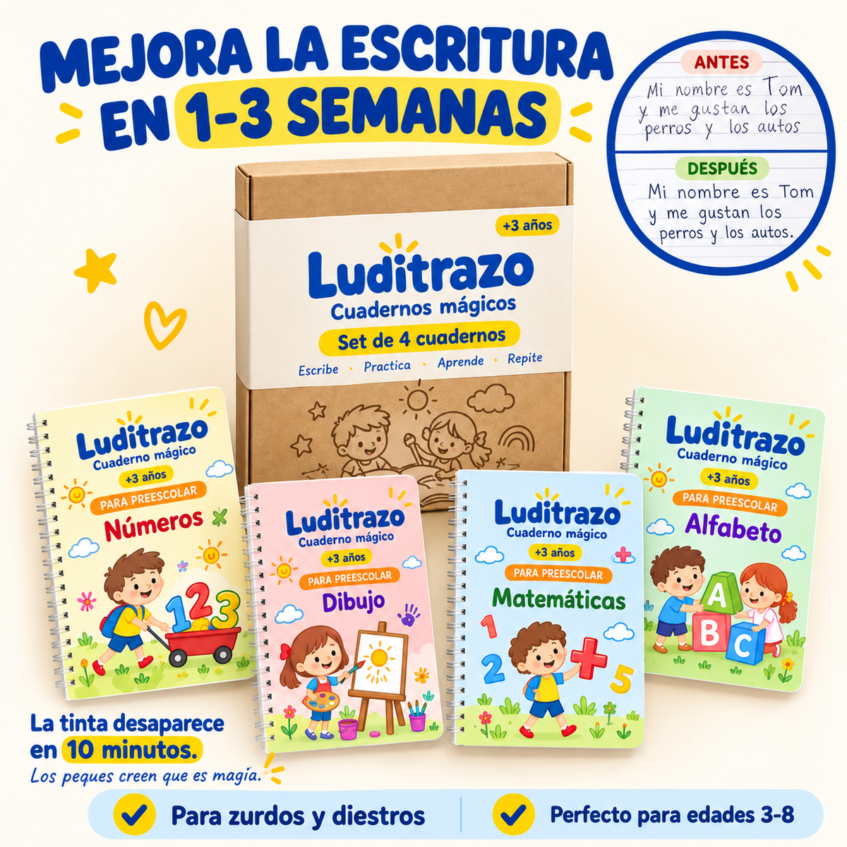 Cuadernos Mágicos Luditrazo – Traza, Borra y Repite